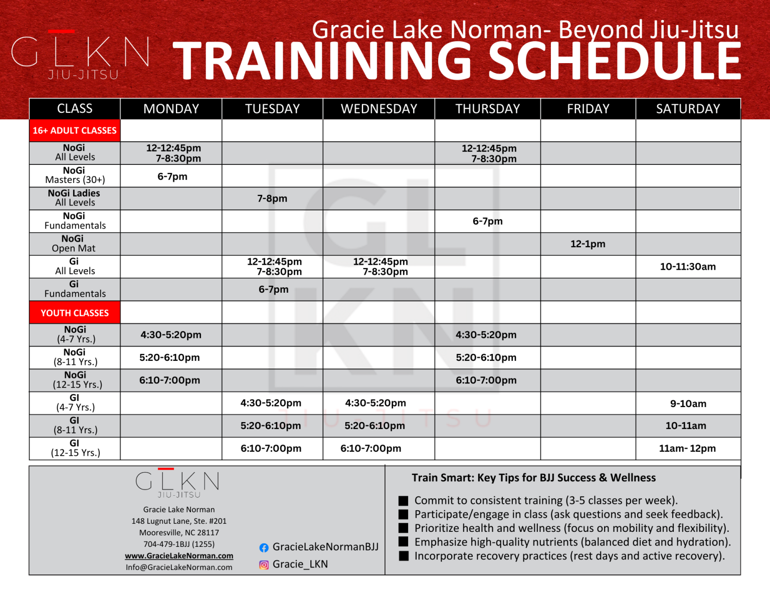 Gracie Lake Norman Classes for Visitors